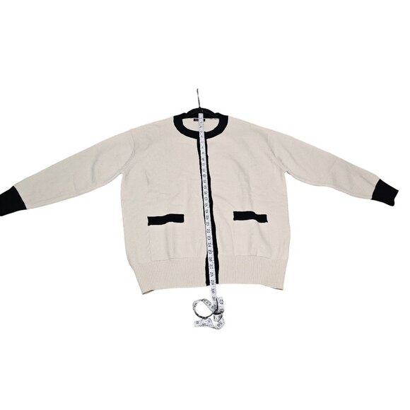 MOTF Womens Black & White Cardigan Sweater Large Button-Down Long Sleeve Acrylic - Picture 9 of 10